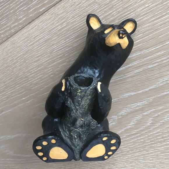 ⭐️Bearfoots⭐️Black Bear Candle Holder Jeff Flemming Montana Artist 6" Figurine - Picture 2 of 7